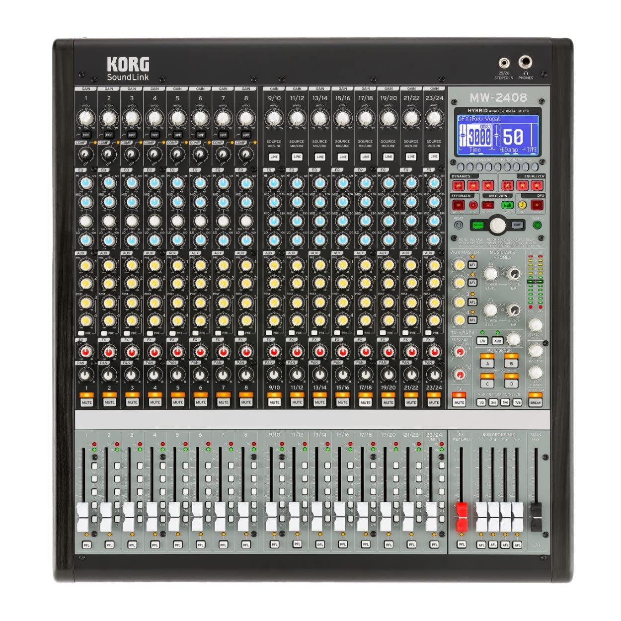 KORG Soundlink MW2408 24-Channel 8-Bus Hybrid Analog/Digital Audio Mixer (Black) (MW-2408 BK)