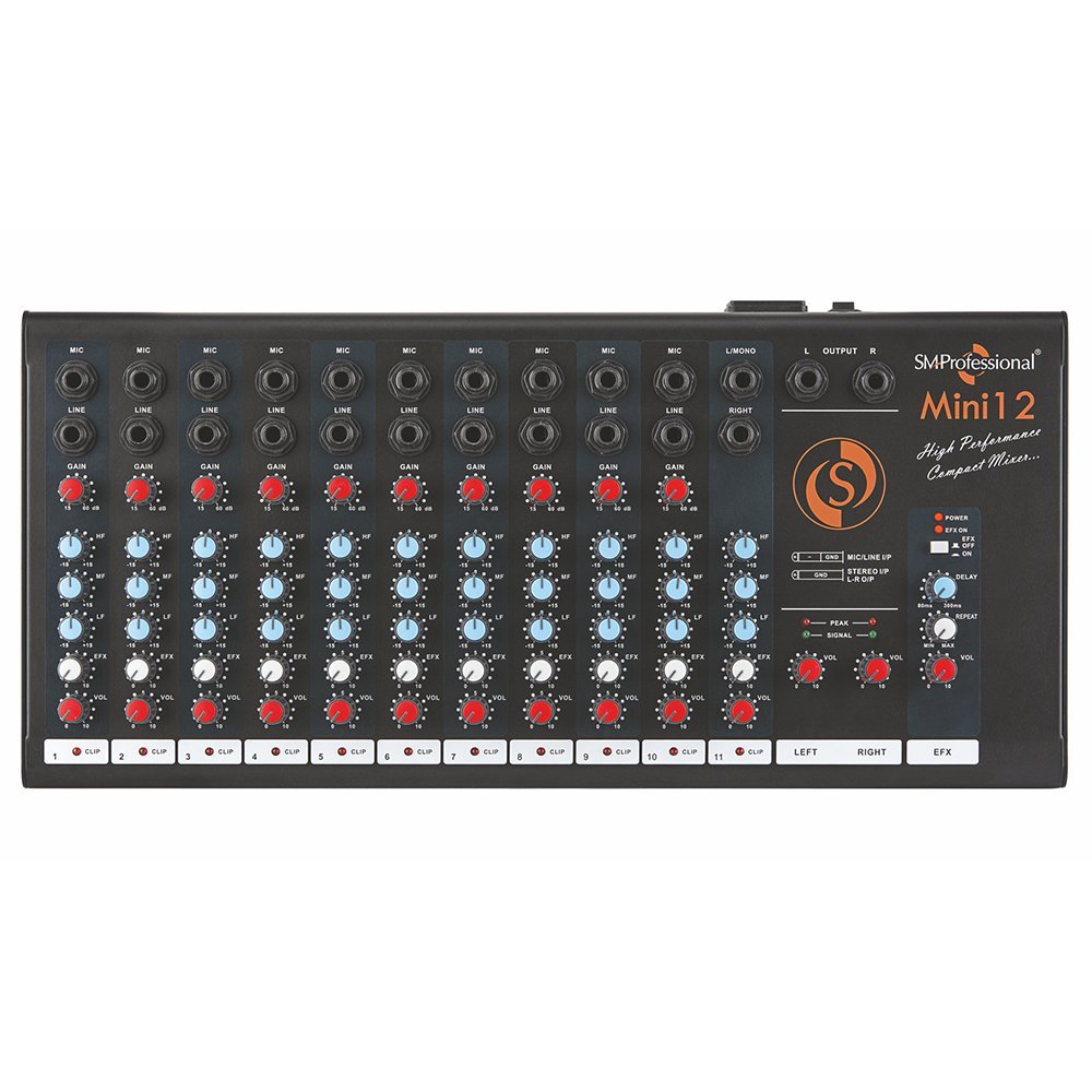 Studiomaster Mini 12 Built-in echo/delay processor with unique E-delay