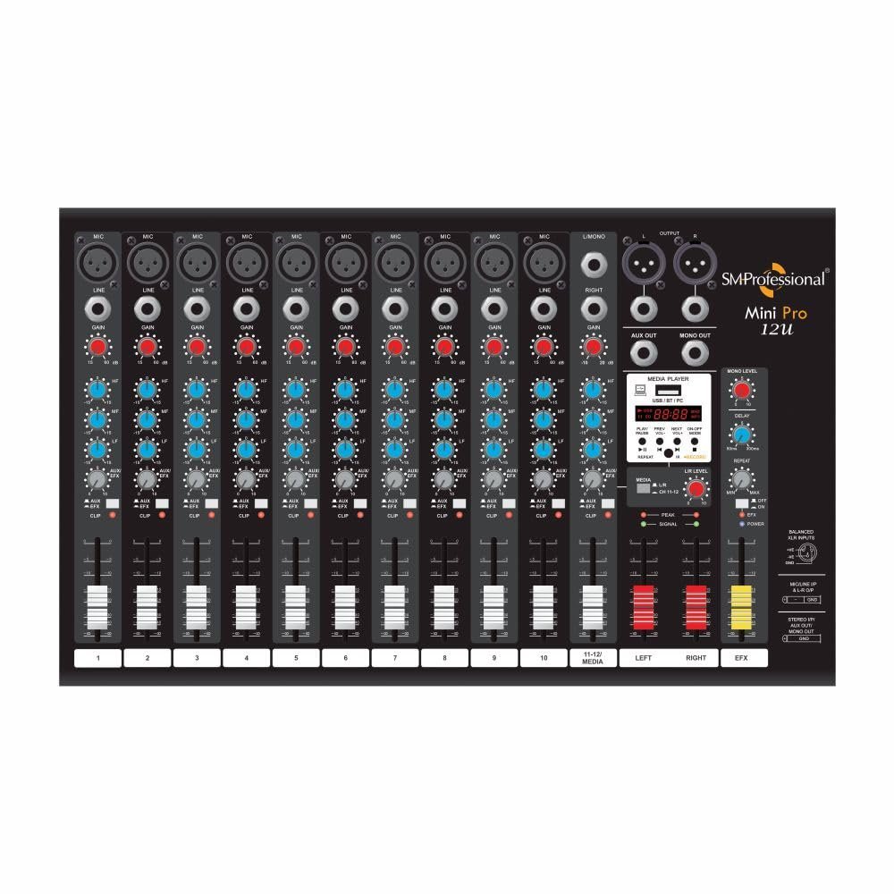 Studiomaster Mini Pro12U Built-in echo/delay processor with USB MP3 media player
