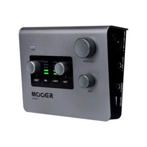 MOOER Steep Audio Interface – 24-bit/192kHz stereo sound, dual Type-C, 2× 1/4″ TRS inputs. Supports mic, instruments & headphones.