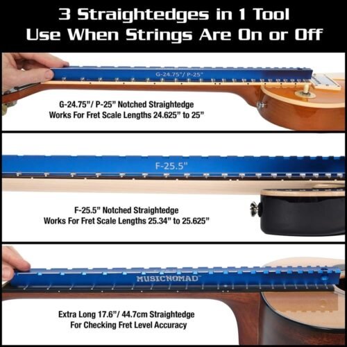 Music Nomad Tri-Beam 3-in-1 Straightedge (MN821) for Acoustic & Electric Guitars