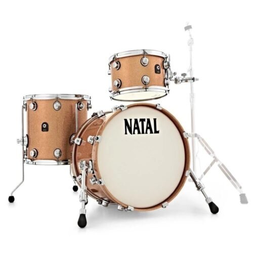 Natal Cafe Racer Series KTW-TJ-CPS Traditional Jazz 3 Piece Shell Pack Acoustic Drum Kit Without Hardware & Cymbals, Champagne Sparkle