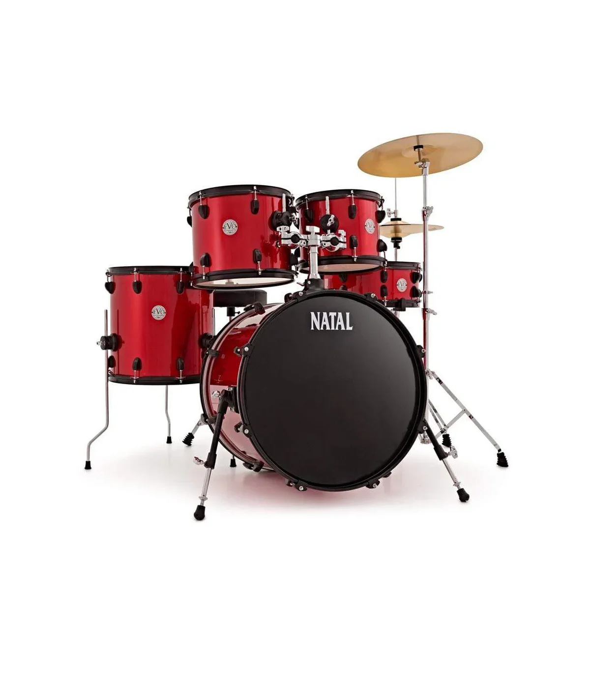 Natal K-EVB-UF20 Evolution Fusion 5-Piece Acoustic Drum Kit with Hardware& Cymbals - Red