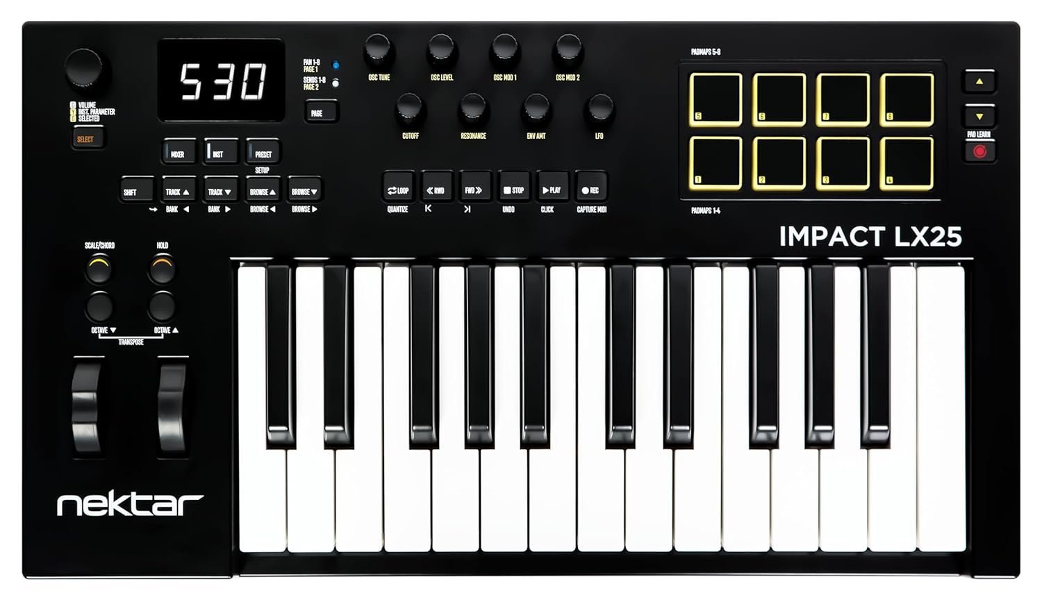 Nektar Impact LX25 mk3 MIDI Keyboard Controller | 25 Key Velocity-Sensitive Keyboard with DAW Integration, Pads, Faders, Encoders, Scale & Chord Mode, NKS Support, Compatible with Mac/PC