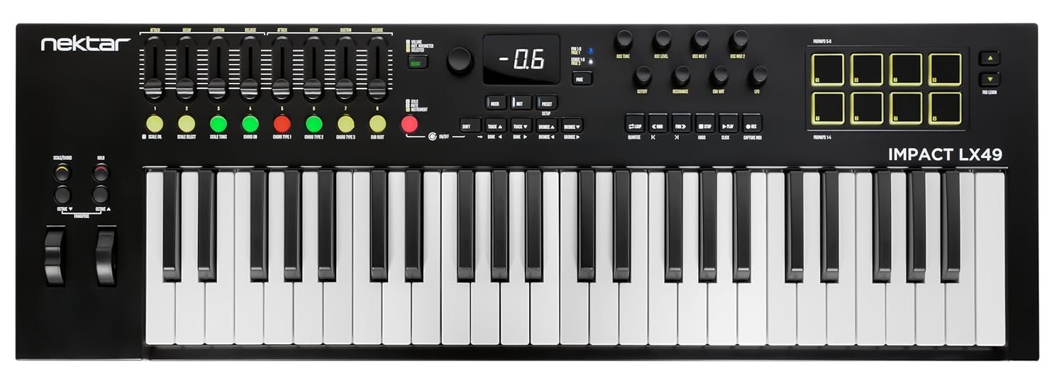 Nektar Impact LX49 mk3 MIDI Keyboard Controller | 49 Key Velocity-Sensitive Keyboard with DAW Integration, Pads, Faders, Encoders, Scale & Chord Mode, NKS Support, Compatible with Mac/PC