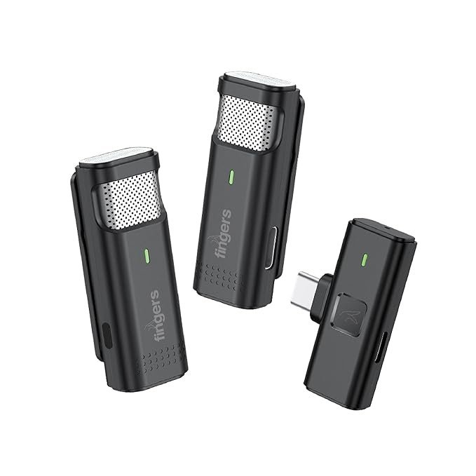 FINGERS PhoneMic-TypeC (2Mic) Dual Wireless Lavalier Microphone for Mobile Recording & Streaming