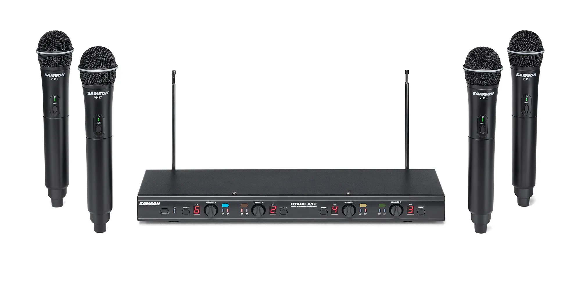 Samson Stage 412 Quad-Channel Handheld VHF Wireless System, Frequency Selectable