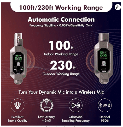 Digimore D-730 Pro Wireless XLR Mic Transmitter & Receiver