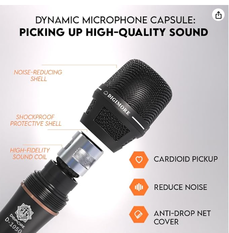 Digimore D 1050 Vocal Dynamic Microphone with XLR Cable