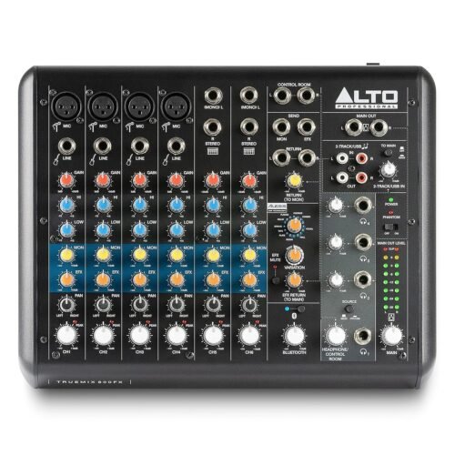 Alto Professional TrueMix 800FX DJ Audio Mixer with USB Interface & Bluetooth – Black