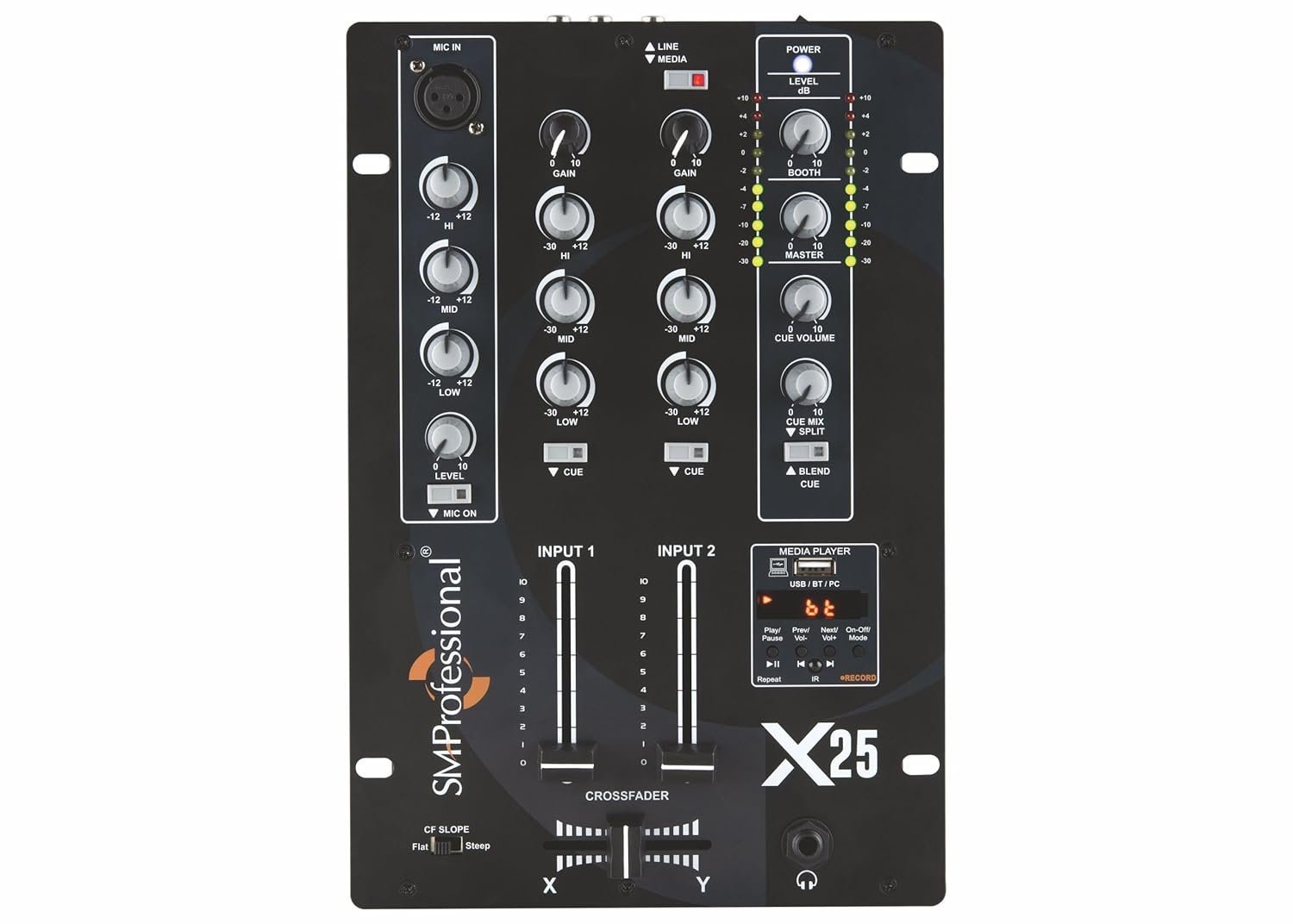 The Studiomaster X 25 DJ Mixer 3-Channel Compact Mixer with Mic Input