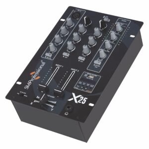 X-25-DJ-Mixer-2.jpg The Studiomaster X 25 DJ Mixer 3-Channel Compact Mixer with Mic Input