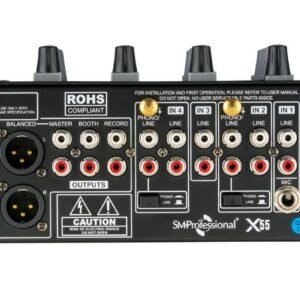X-55-3-1.jpg The Studiomaster X 55 DJ Mixer | 5-Channel Compact Mixer with Mic Input