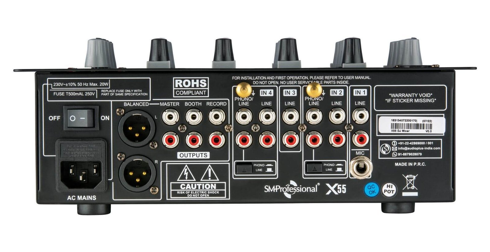 X-55-3-1.jpg The Studiomaster X 55 DJ Mixer | 5-Channel Compact Mixer with Mic Input