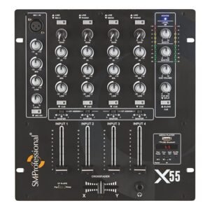 X-55-4.jpg The Studiomaster X 55 DJ Mixer | 5-Channel Compact Mixer with Mic Input
