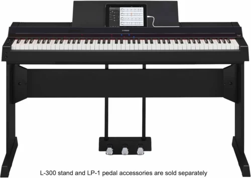Yamaha PS500 2 Yamaha PS500 88-key Smart Digital Piano w/Stream Lights Technology, PA500C Power Adapter and FC4A Sustain Pedal, Black
