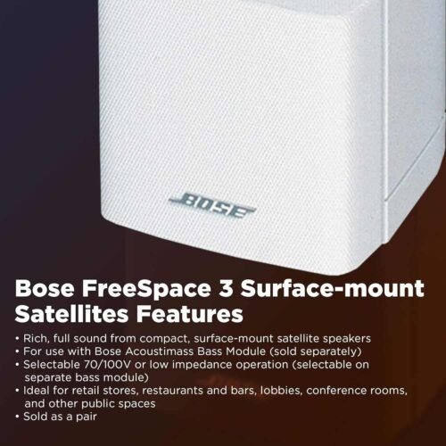 Bose Professional FreeSpace 3 Surface-Mount Satellite Speakers – White Pair