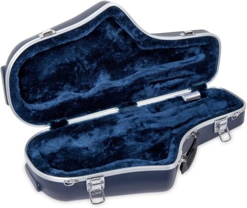 Crossrock CRA862ASBL ABS Alto Saxophone Hard Case with Removable Shoulder Strap, Accessory Pocket, Locking Latch (Blue)
