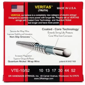DR String VTE-10/52 Veritas Medium to Heavy Electric Guitar Strings Set .010-.052 DR String VTE-10/52 Veritas Medium to Heavy Electric Guitar Strings Set .010-.052