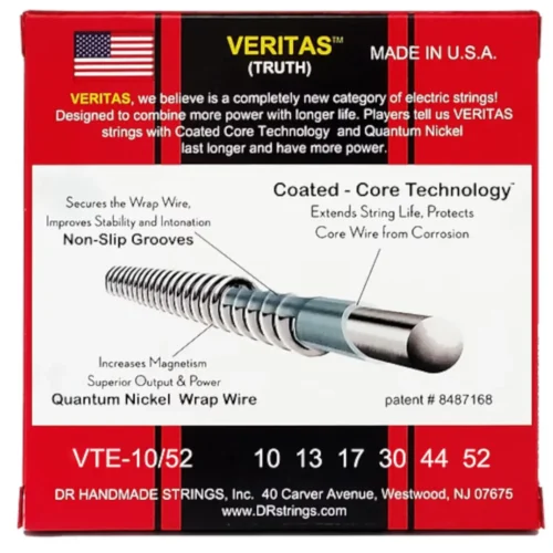 DR String VTE-10/52 Veritas Medium to Heavy Electric Guitar Strings Set .010-.052 DR String VTE-10/52 Veritas Medium to Heavy Electric Guitar Strings Set .010-.052