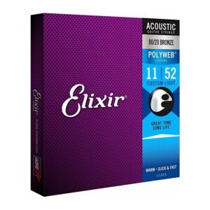 Elixir Strings 11025 Polyweb 80/20 Bronze Acoustic Guitar Strings - .011-.052 Custom Light