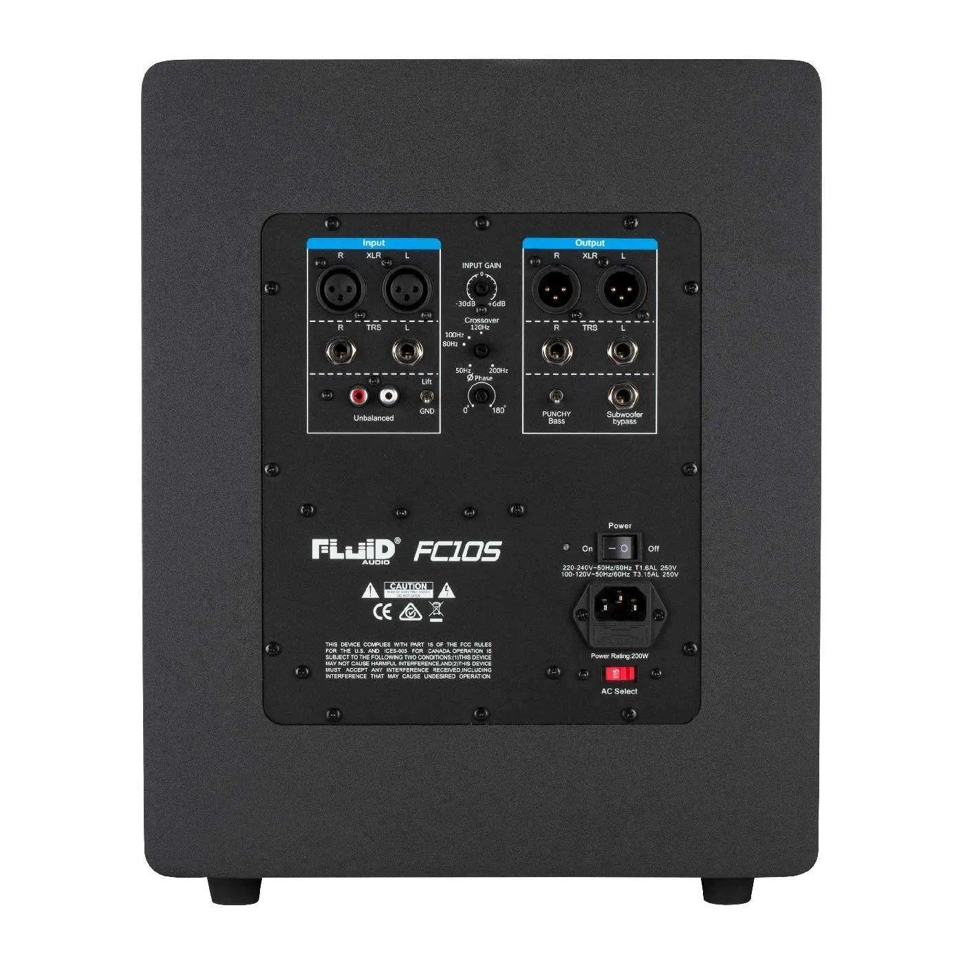 fc10_back.jpg Fluid Audio FC10S 200W 10" Active Studio Reference Subwoofer