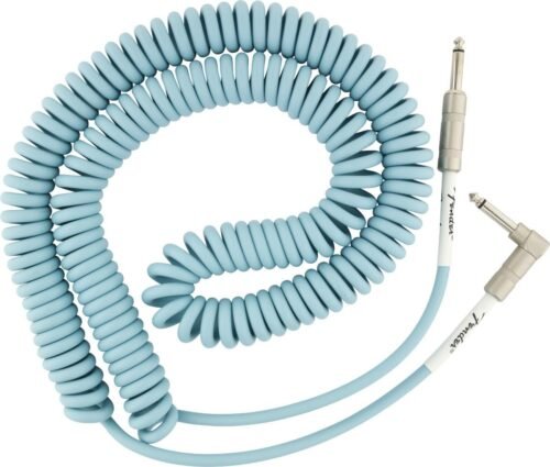 Fender Instrument Cable Original Series Coiled Straight-Angle 30Ft Daphne Blue 990823006