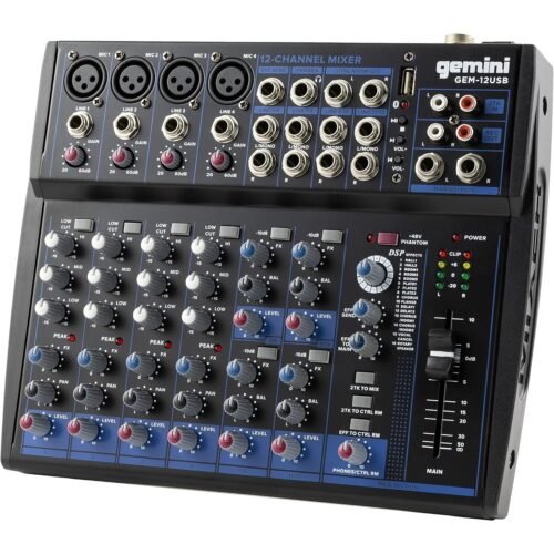 Gemini Sound GEM-12USB Compact 12 Channel Bluetooth Analog Audio Mixer - USB Playback (Black) Gemini Sound GEM-12USB Compact 12 Channel Bluetooth Analog Audio Mixer - USB Playback (Black)
