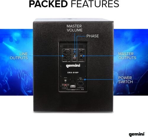 Gemini Sound ZRX-S18P 18" 1600W Powered Subwoofer – Black