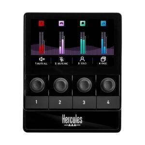 Hercules Stream 100 Intuitive audio controller to manage livestreams in real time LCD Screen high resolution encoders 4 Hercules Stream 100 Intuitive audio controller to manage livestreams in real time LCD Screen high resolution encoders 4