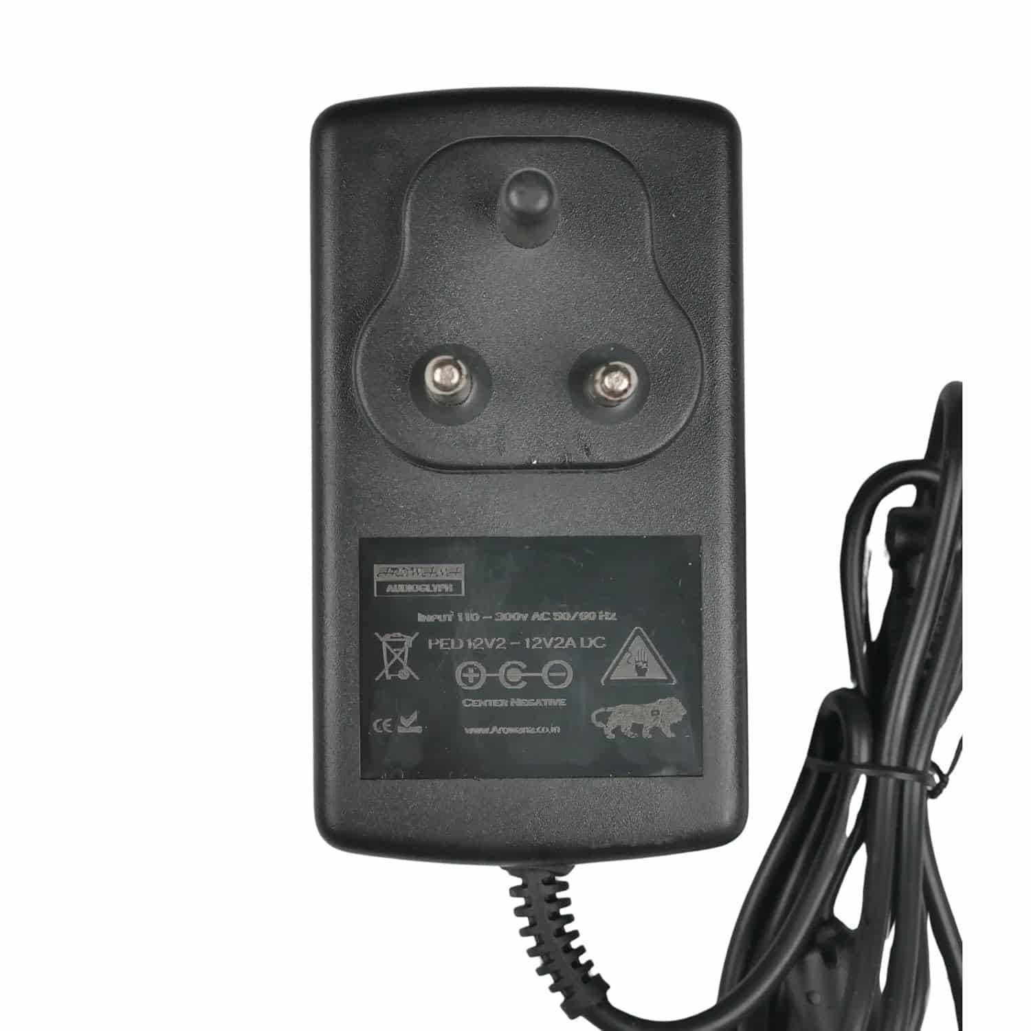 Arowana PED12V2 Studio Grade 12V 2 Amp Center Negative Power Supply for guitar processors, pedals. preamps& audio