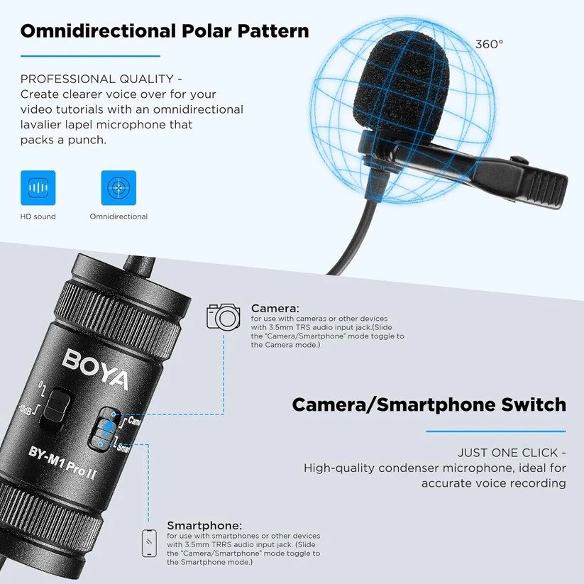 BOYA By-M1 Pro II Lavalier Auxiliary Microphone