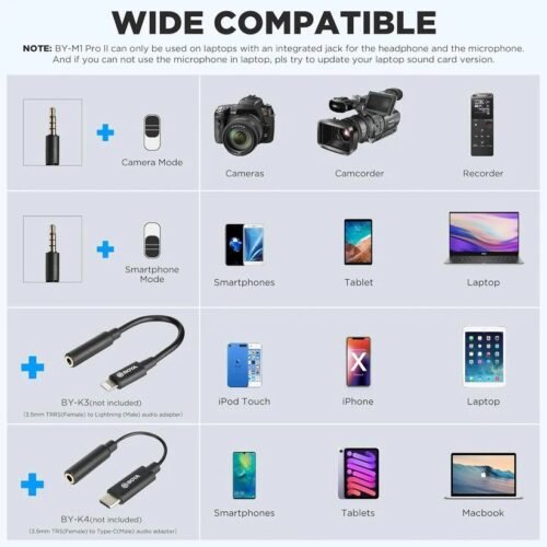 BOYA By-M1 Pro II Lavalier Auxiliary Microphone BOYA By-M1 Pro II Lavalier Auxiliary Microphone