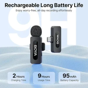 Boya By-v10 Wireless Microphone System Clip-on Phone Mic for Type-C Android Boya By-v10 Wireless Microphone System Clip-on Phone Mic for Type-C Android