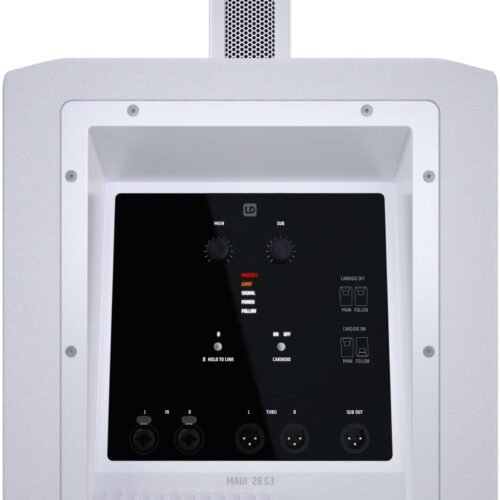LD System MAUI 28 G3 MIX W Compact cardioid column PA system with digital mixer, white