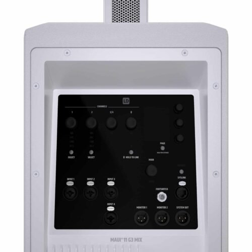 LD System Portable cardioid column PA system, white, with 6ch digital mixer & app control