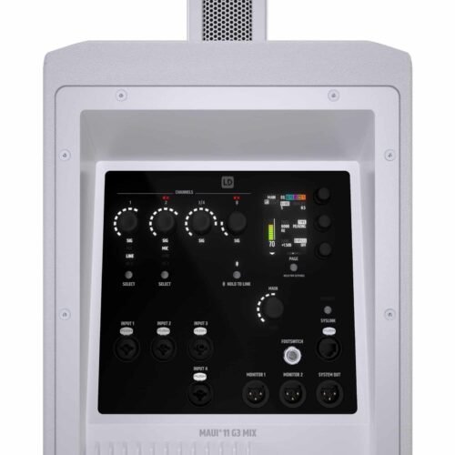 LD System Portable cardioid column PA system, white, with 6ch digital mixer & app control