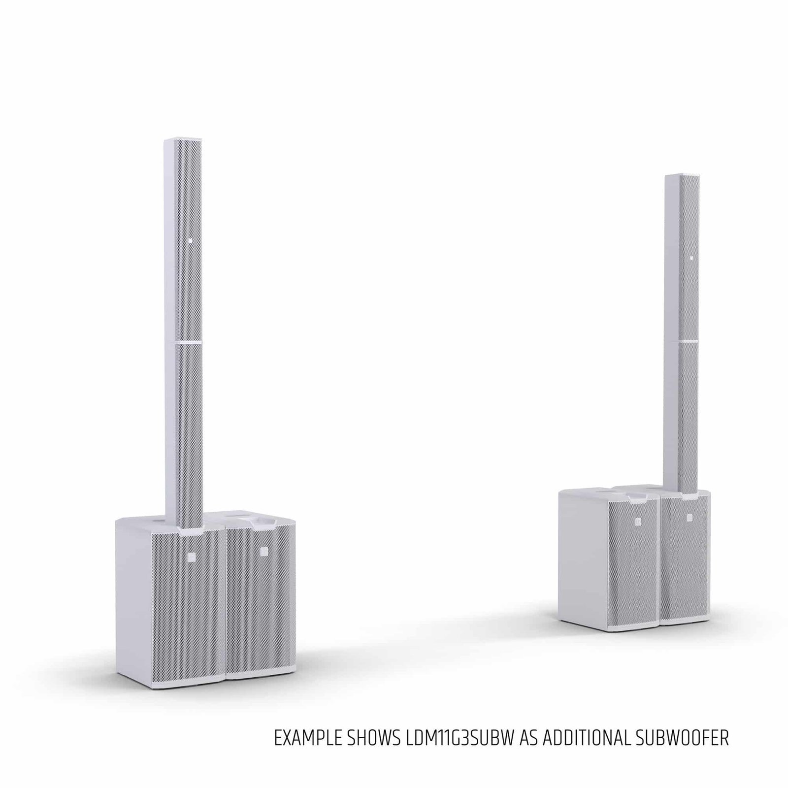 LD System Portable cardioid column PA system, white, with 6ch digital mixer & app control