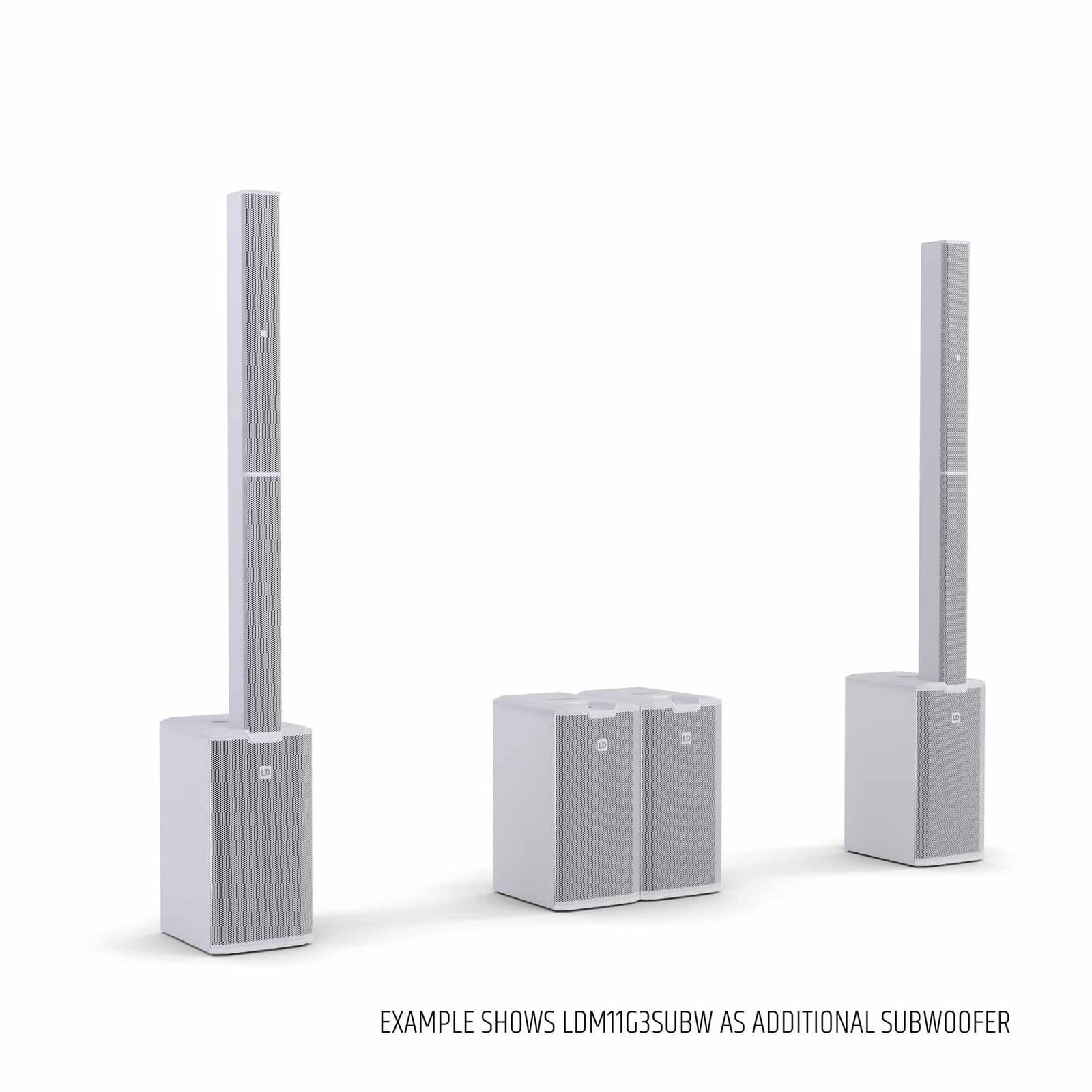 LD System Portable cardioid column PA system, white, with 6ch digital mixer & app control