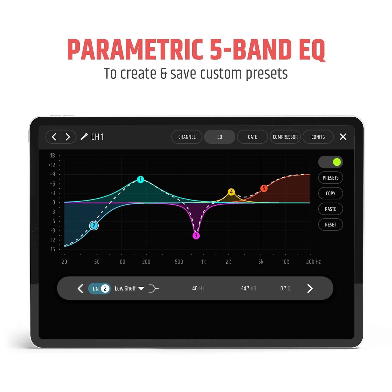 LD System Portable cardioid column PA system, white, with 6ch digital mixer & app control