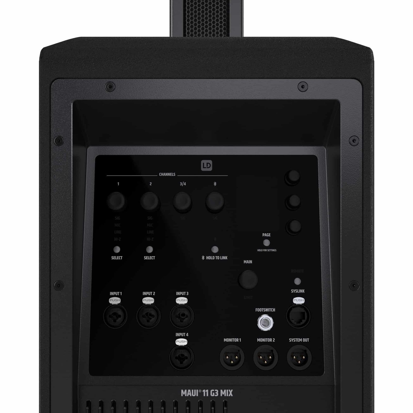imgi_155_LDMAUI11G3MIX_20.jpg LD System Portable cardioid column PA system, black, with 6ch digital mixer & app control