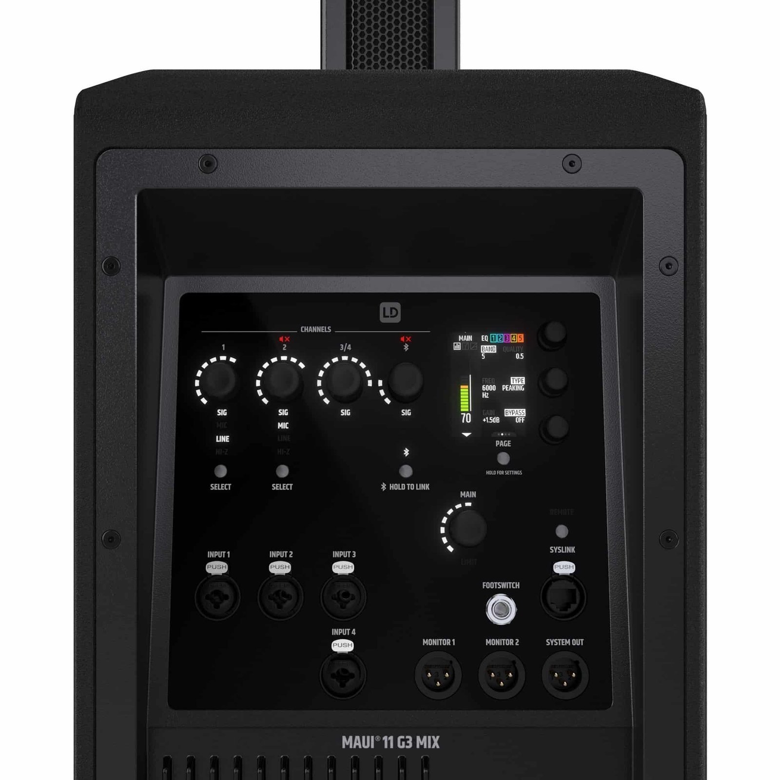 imgi_156_LDMAUI11G3MIX_21.jpg LD System Portable cardioid column PA system, black, with 6ch digital mixer & app control