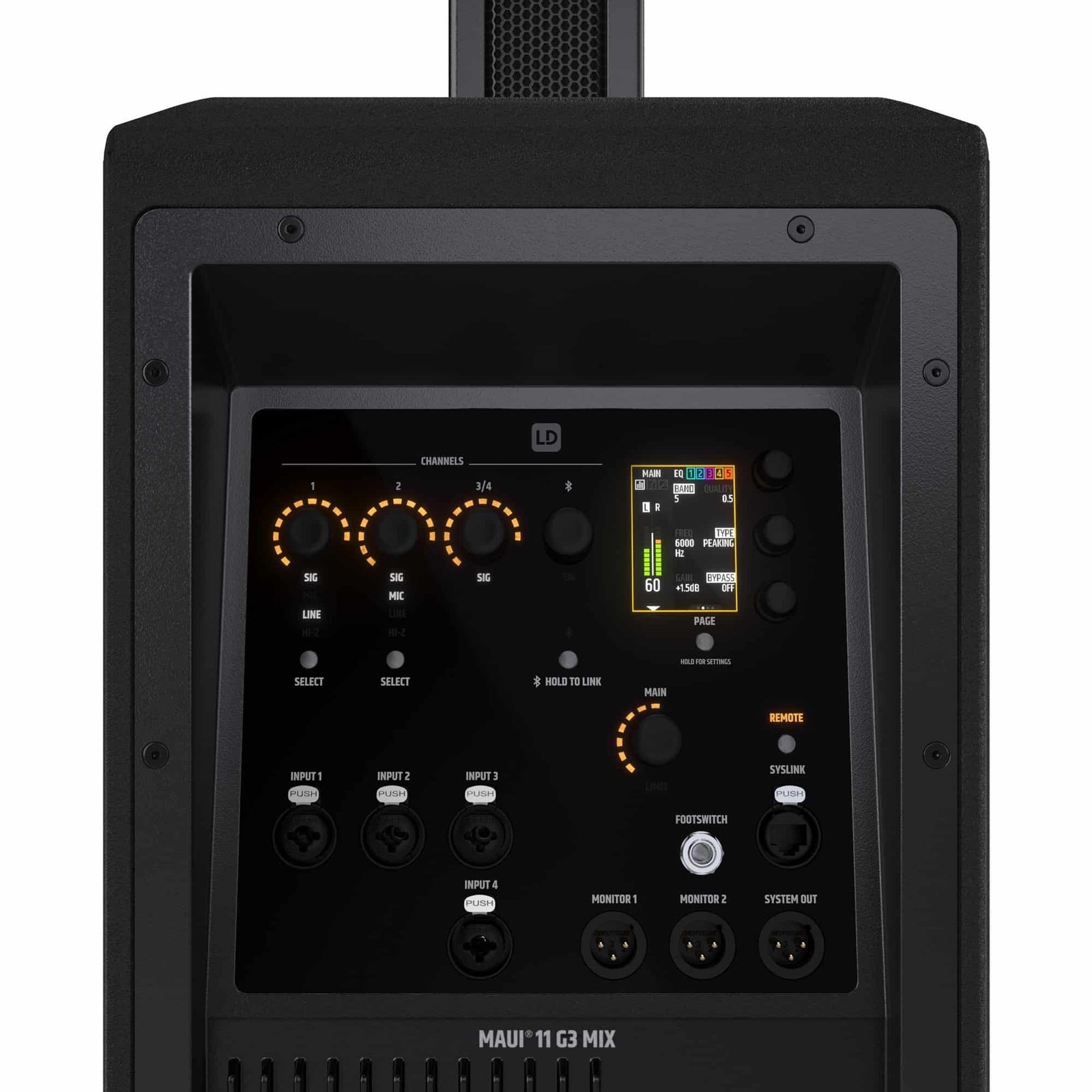 imgi_157_LDMAUI11G3MIX_22.jpg LD System Portable cardioid column PA system, black, with 6ch digital mixer & app control