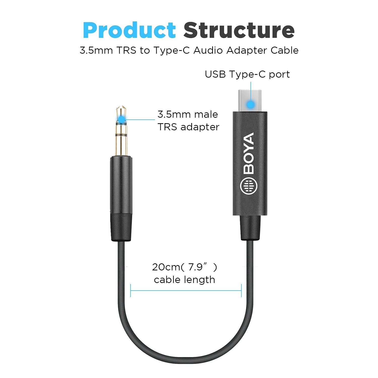 imgi_251_61Bvlq-bLnS._SL1500_.jpg BOYA by-K2 3.5mm TRS Male to Type-C Male Adapter Cable