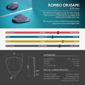 ROMBO Pick Set Origami Mixed Colors (4 Guitar Picks) .75mm ROMBO Pick Set Origami Mixed Colors (4 Guitar Picks) .75mm