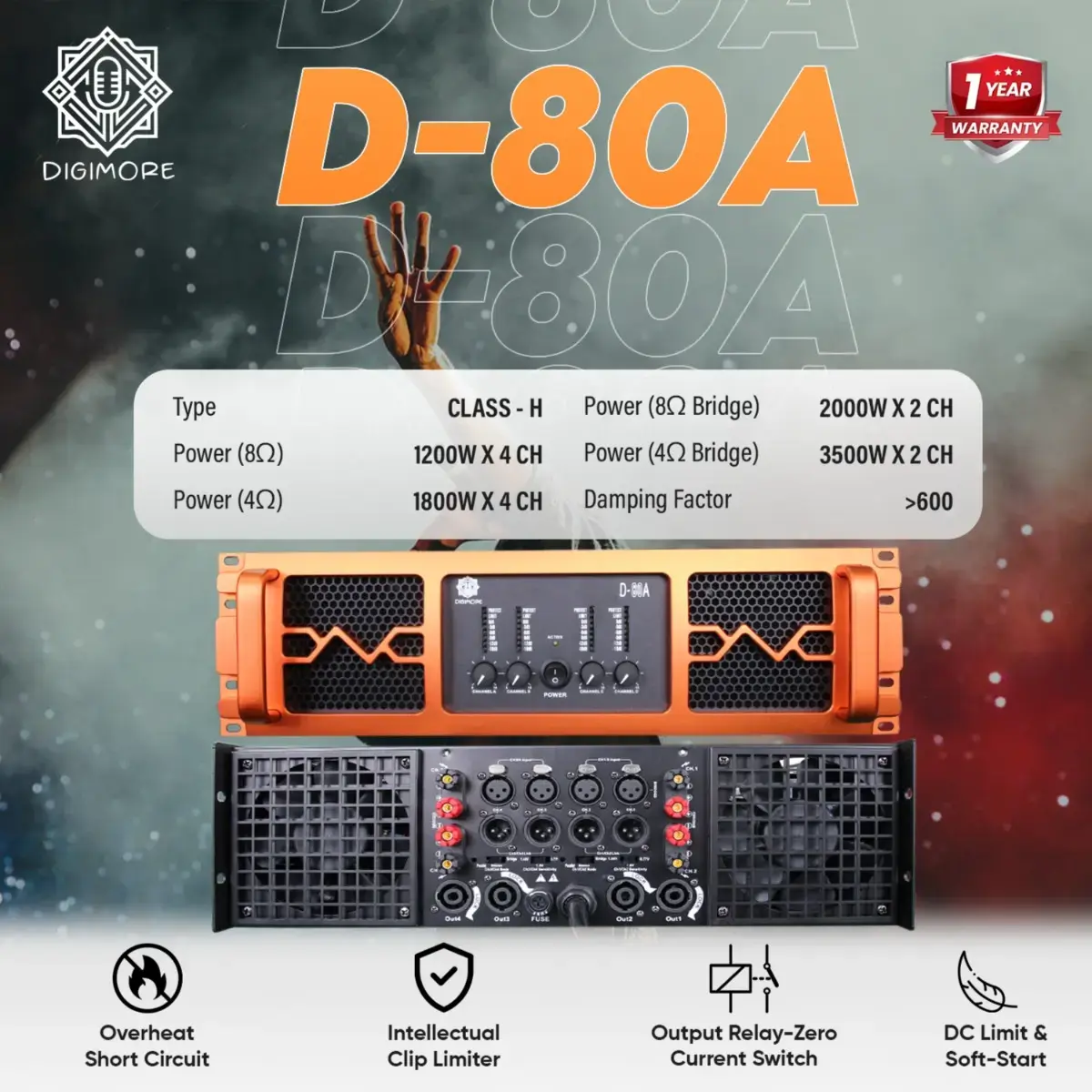 DIGIMORE D 80 A 4 Channel Power Amplifier