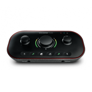 vocaster-two-frontelevated-2400-2400__84324.webp Focusrite Vocaster Two USB C Podcasting Audio Interface Black