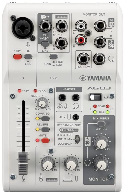 YAMAHA AG03MK2 Live Streaming Mixer - AG03MK2 - White YAMAHA AG03MK2 Live Streaming Mixer - AG03MK2 - White