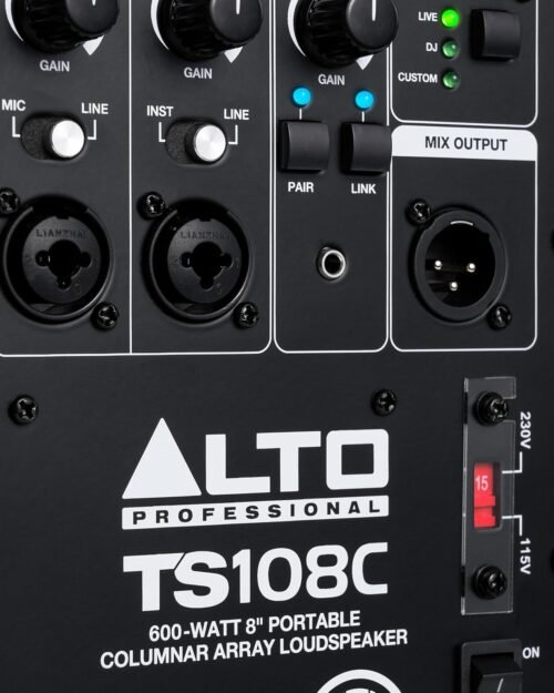 Alto TS108C 600W Powered Column Array PA Speaker System with 3-Channel Digital Mixer