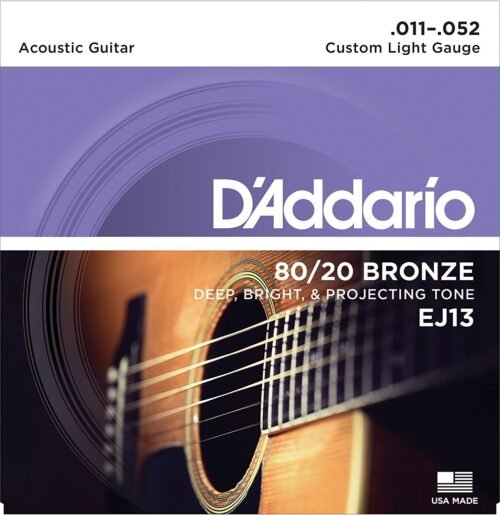 D’ADDARIO EJ13 80/20 BRONZE ACOUSTIC GUITAR STRINGS, 011-052